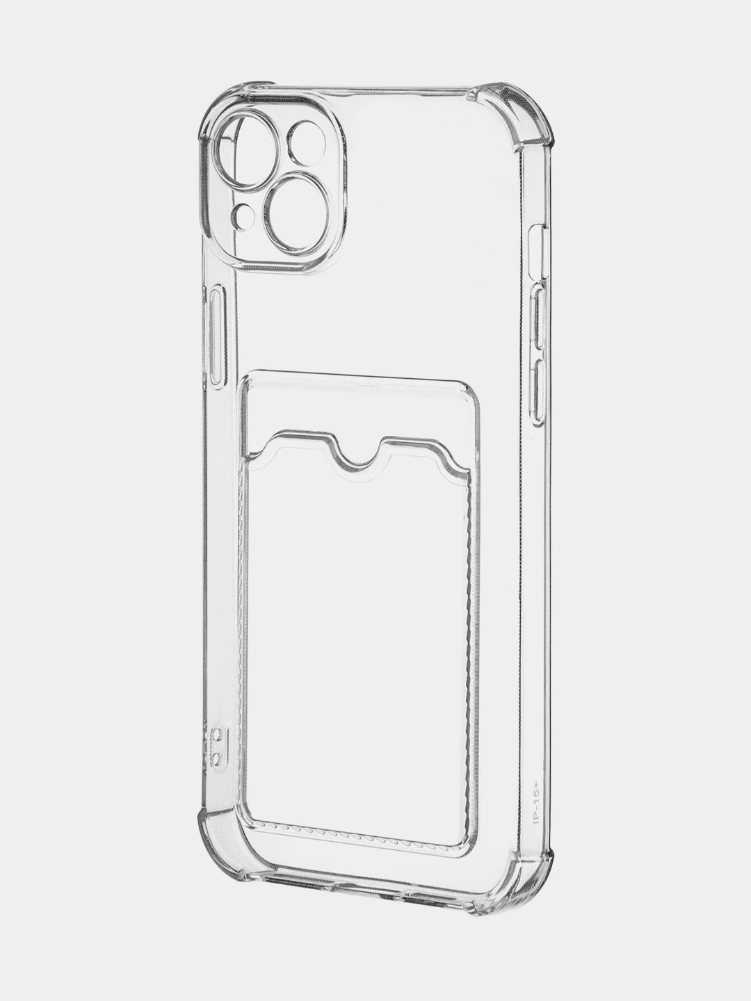 Прозрачный чехол для Apple iPhone 15 Plus, 15+ противоударный ROSCO силиконовый с карманом для карт