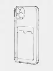 Прозрачный чехол для Apple iPhone 15 Plus, 15+ противоударный ROSCO силиконовый с карманом для карт
