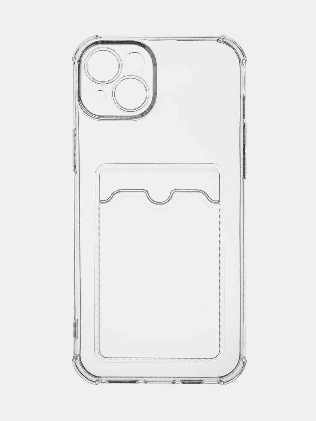 Прозрачный чехол для Apple iPhone 15 Plus, 15+ противоударный ROSCO силиконовый с карманом для карт