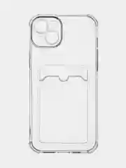 Прозрачный чехол для Apple iPhone 15 Plus, 15+ противоударный ROSCO силиконовый с карманом для карт
