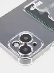 Прозрачный чехол для Apple iPhone 15 Plus, 15+ противоударный ROSCO силиконовый с карманом для карт
