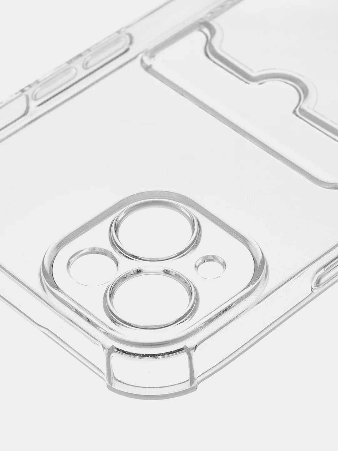 Прозрачный чехол для Apple iPhone 15 Plus, 15+ противоударный ROSCO силиконовый с карманом для карт