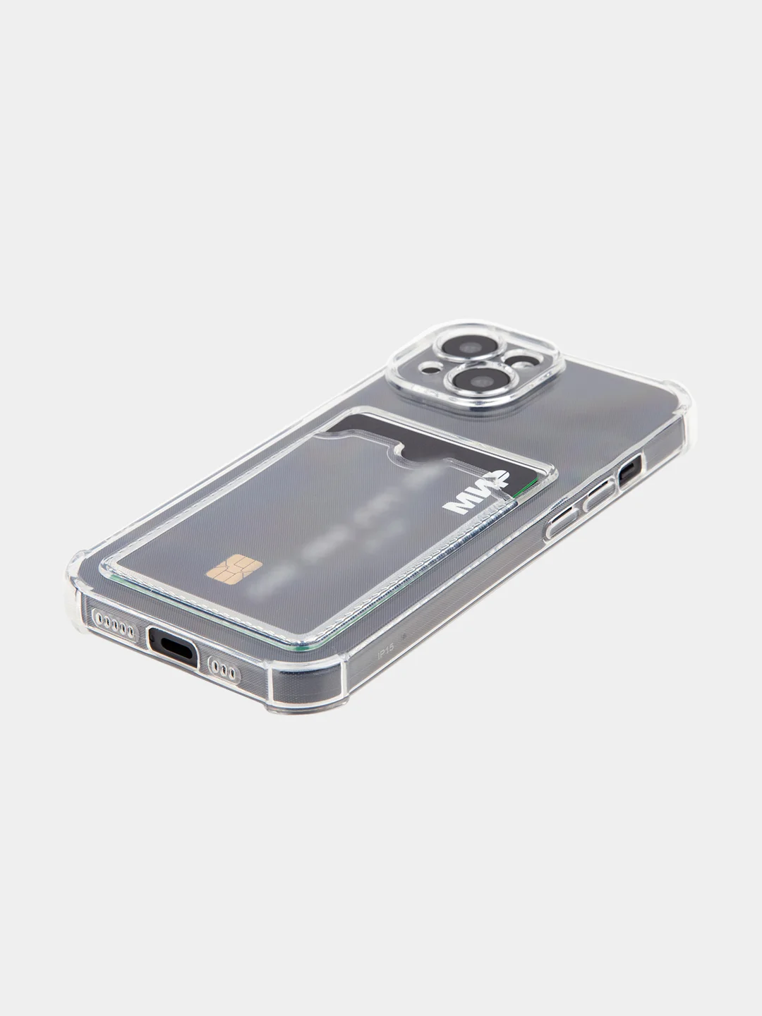 Прозрачный чехол для Apple iPhone 15 Plus, 15+ противоударный ROSCO силиконовый с карманом для карт