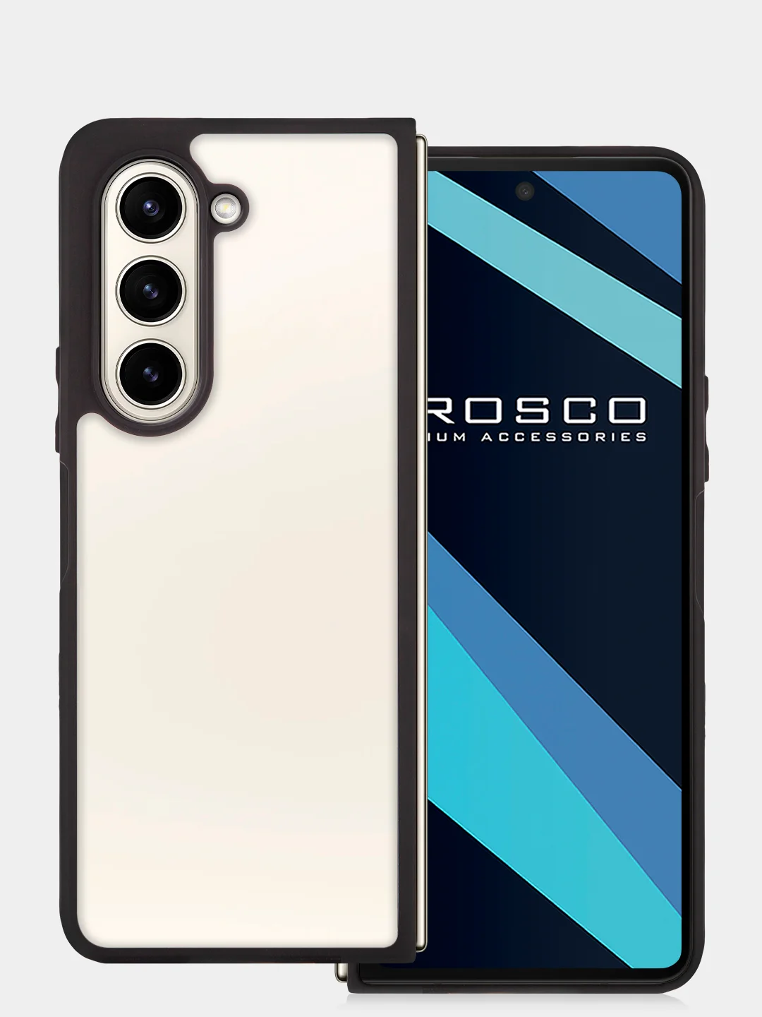 Прозрачный чехол для Samsung Galaxy Z Fold 5 пластиковый ROSCO противоударный, силиконовая окантовка