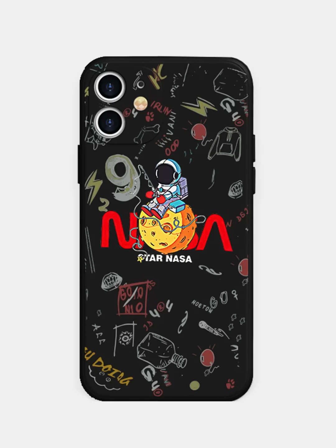 Угольный чехол "NASA" для iPhone 7/8 Plus/X/XS/XR Max/11 Pro Max/12/13 Pro max/mini