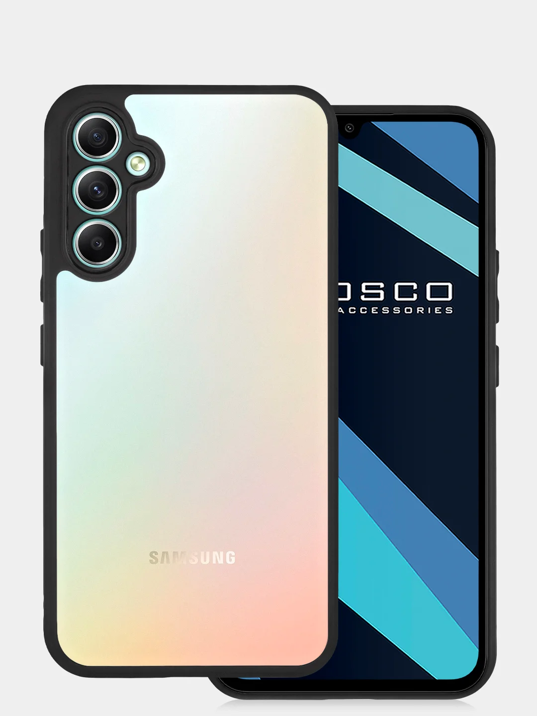 Прозрачный чехол для Samsung Galaxy A34 пластиковый с силиконом ROSCO противоударный с защитой камер