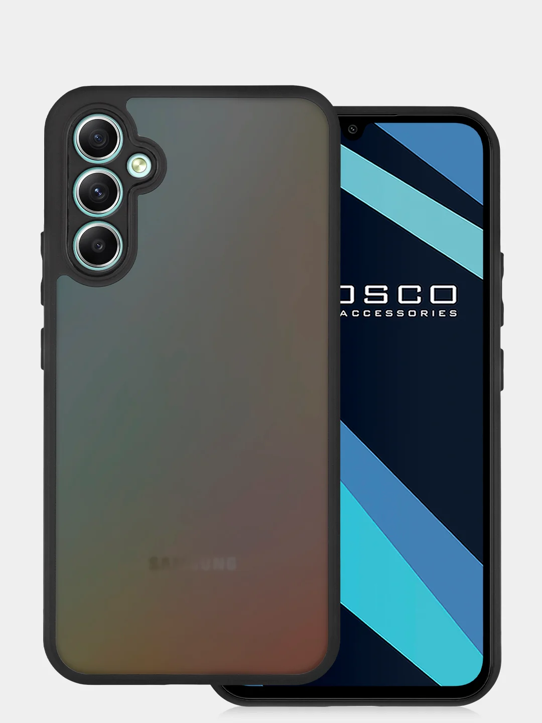 Черный чехол для Samsung Galaxy A34 пластиковый с силиконом ROSCO противоударный с защитой камер