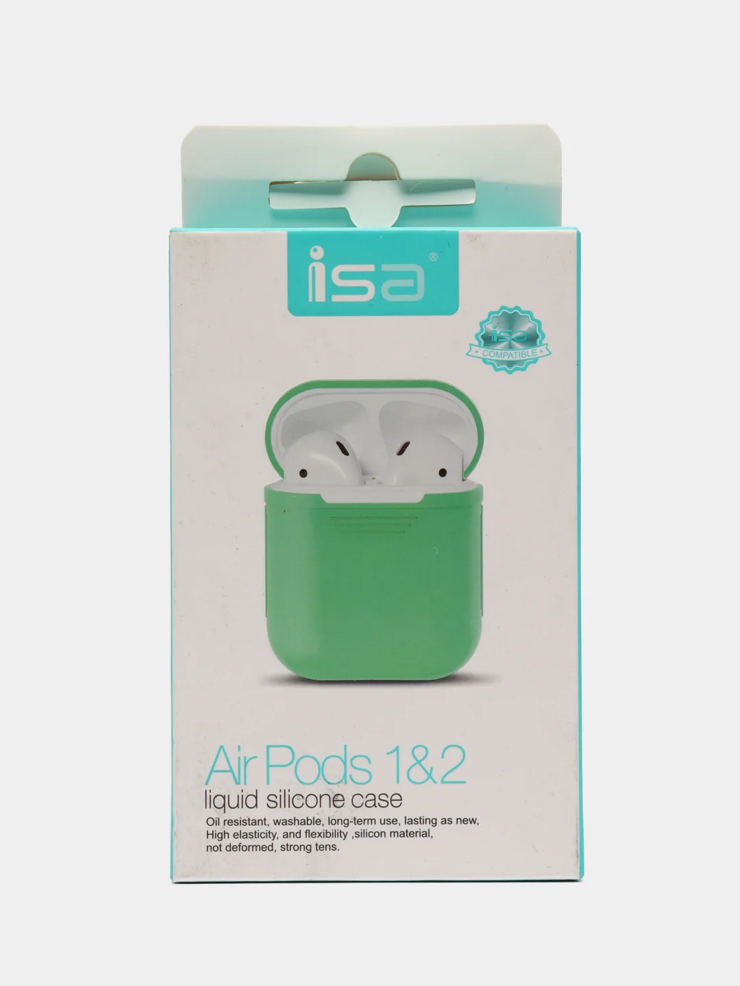 Бирюзовый силиконовый чехол для наушников AirPods 1, 2