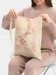 Пастельно-коралловый сумка женская через плечо, пляжная сумка, шоппер "ЗАЙКИ", хлопковая