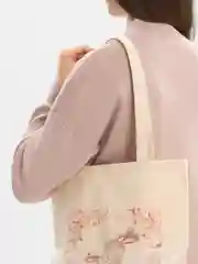Пастельно-коралловый сумка женская через плечо, пляжная сумка, шоппер "ЗАЙКИ", хлопковая