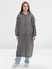 Серый дождевик с капюшоном многоразовый, мужской, женский, плащ-накидка от дождя