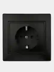 Розетка 2P+E Schuko, 16А-250В, IP20, СУ, Plano, антрацит / с заземлением