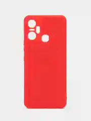 Красный чехол силиконовый для Infinix Smart 6 Plus (Инфиникс Смарт 6 Плюс), цветной, с подкладом