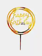 Золотой топпер для торта "happy birthday" (С днем рождения)