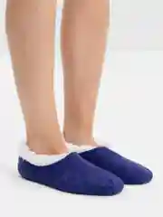 Синий носки-тапочки с мехом