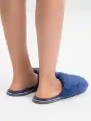 Синий тапочки домашние меховые женские и мужские из овчины Soft Slippers