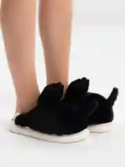 Черный тапочки домашние теплые, "Котики"