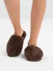 Шоколадный тапочки домашние меховые женские и мужские из овчины Soft Slippers
