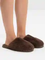 Шоколадный тапочки домашние меховые женские и мужские из овчины Soft Slippers