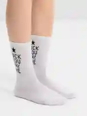 Носки белые унисекс, с надписью, высокие мужские и женские, Турецкие, на подарок