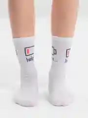 Синий носки женские и мужские, белые, высокие, унисекс, с надписью, заряд батареи, 100%, help