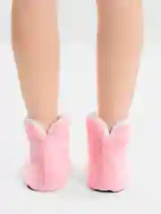 Розовый домашние утепленные тапочки-сапожки