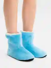 Голубой домашние утепленные тапочки-сапожки