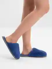 Синий тапочки домашние меховые женские и мужские из овчины Soft Slippers
