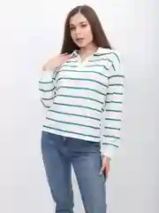 Лесной зеленый лонгслив женский, кашемировый, в полоску, с воротником, оверсайз, осенний, теплый, зима