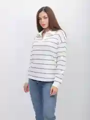 Серый лонгслив женский, кашемировый, в полоску, с воротником, оверсайз, осенний, теплый, зима