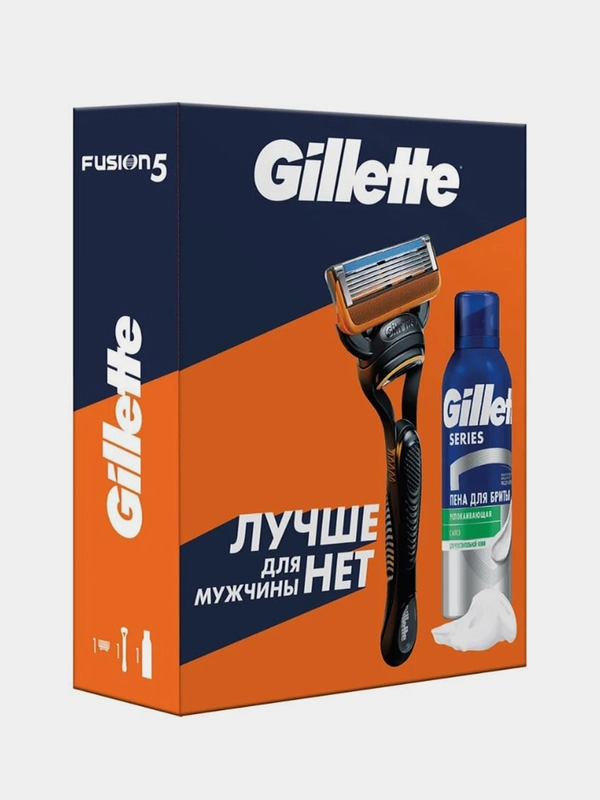Набор Gillette FUSION Бритва с одной кассетой и Пена для бритья Успокаивающая 200 мл