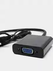 Черный адаптер HDMI to VGA с аудиовходом и кабелем AUX