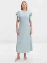 Мятный платье женское с воланами, осеннее