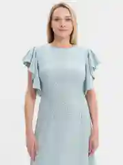 Мятный платье женское с воланами, осеннее