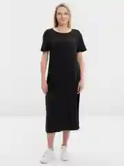 Черный женское платье-футболка, с вырезом