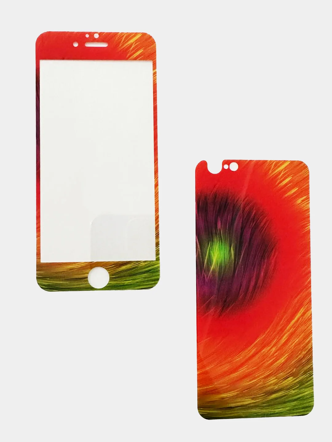 Оранжевый комплект защитного стекла для iPhone 6/6s (экран/задняя крышка)