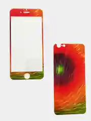 Оранжевый комплект защитного стекла для iPhone 6/6s (экран/задняя крышка)