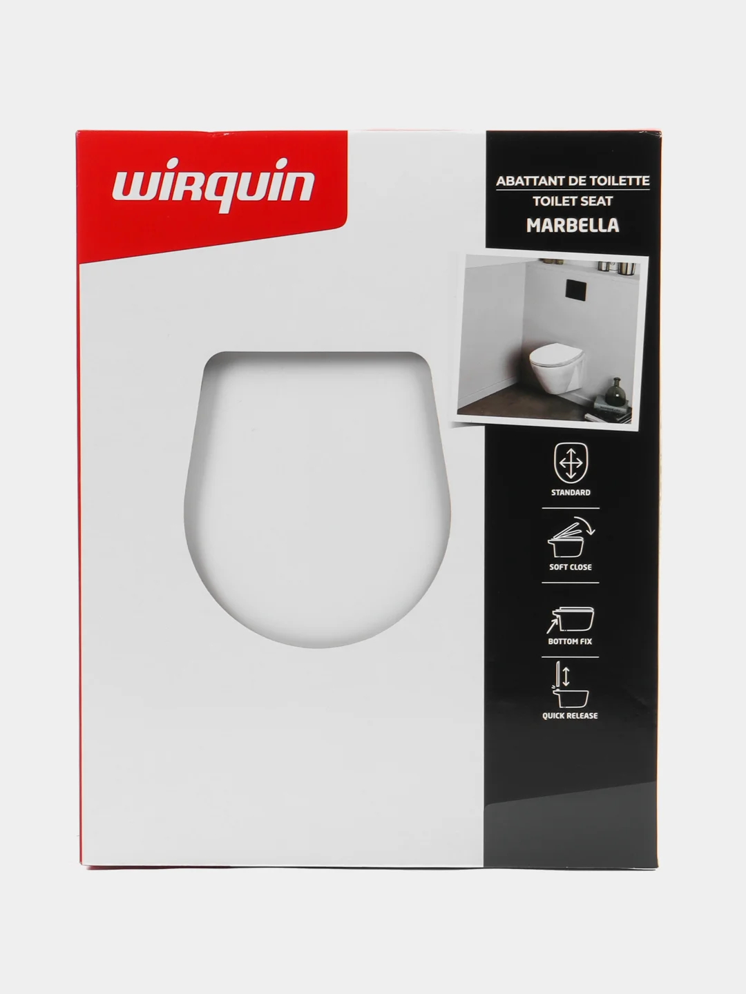 Белый сиденье для унитаза Wirquin Marbella, микролифт, быстросъем, пластик, белый