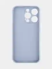 Светло-синий чехол для iPhone 15 Pro силиконовый BROSCORP матовый/ прозрачный/ с карманом, защита камер