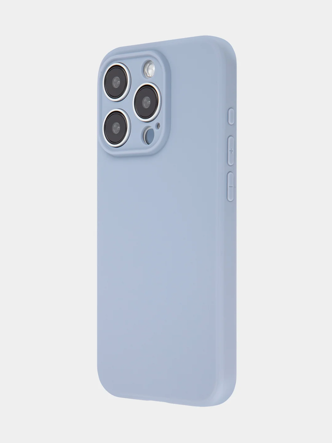Светло-синий чехол для iPhone 15 Pro силиконовый BROSCORP матовый/ прозрачный/ с карманом, защита камер