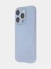 Светло-синий чехол для iPhone 15 Pro силиконовый BROSCORP матовый/ прозрачный/ с карманом, защита камер