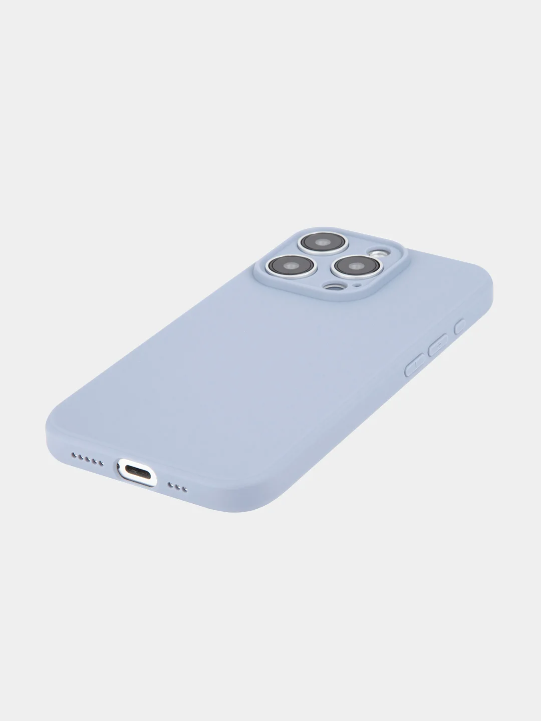 Светло-синий чехол для iPhone 15 Pro силиконовый BROSCORP матовый/ прозрачный/ с карманом, защита камер