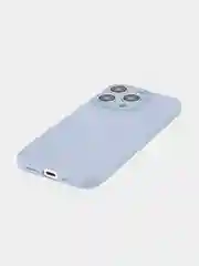 Светло-синий чехол для iPhone 15 Pro силиконовый BROSCORP матовый/ прозрачный/ с карманом, защита камер