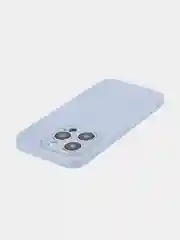 Светло-синий чехол для iPhone 15 Pro силиконовый BROSCORP матовый/ прозрачный/ с карманом, защита камер