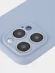 Светло-синий чехол для iPhone 15 Pro силиконовый BROSCORP матовый/ прозрачный/ с карманом, защита камер