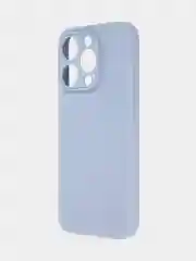 Светло-синий чехол и стекло для Apple iPhone 15 Pro силиконовый ROSCO матовый тонкий с защитой камер