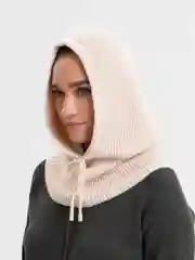 Бежевый капор женский, вязаный капюшон
