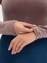 Пудровый водолазка утепленная
