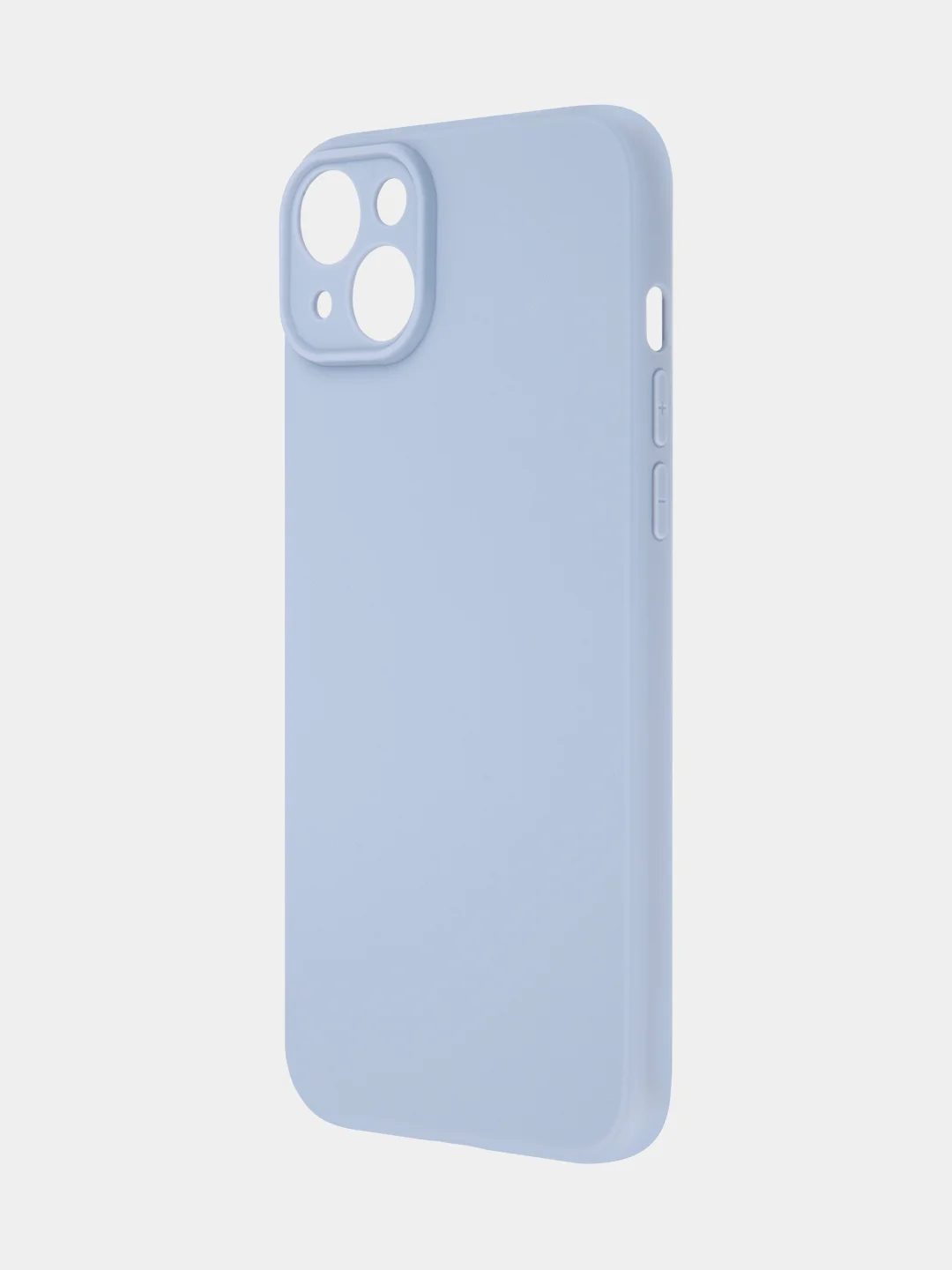 Светло-синий чехол+ стекло для iPhone 15 Plus 15+ силиконовый ROSCO матовый с бортиком- защитой камер