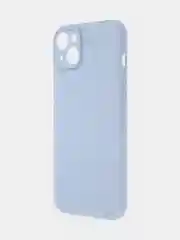 Светло-синий чехол+ стекло для iPhone 15 Plus 15+ силиконовый ROSCO матовый с бортиком- защитой камер